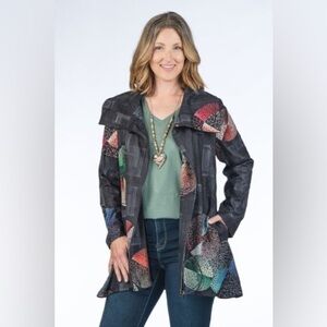 Funsport Women’s Multi-colour High Neck Collar Zip-Up Autumn Coat Size Large